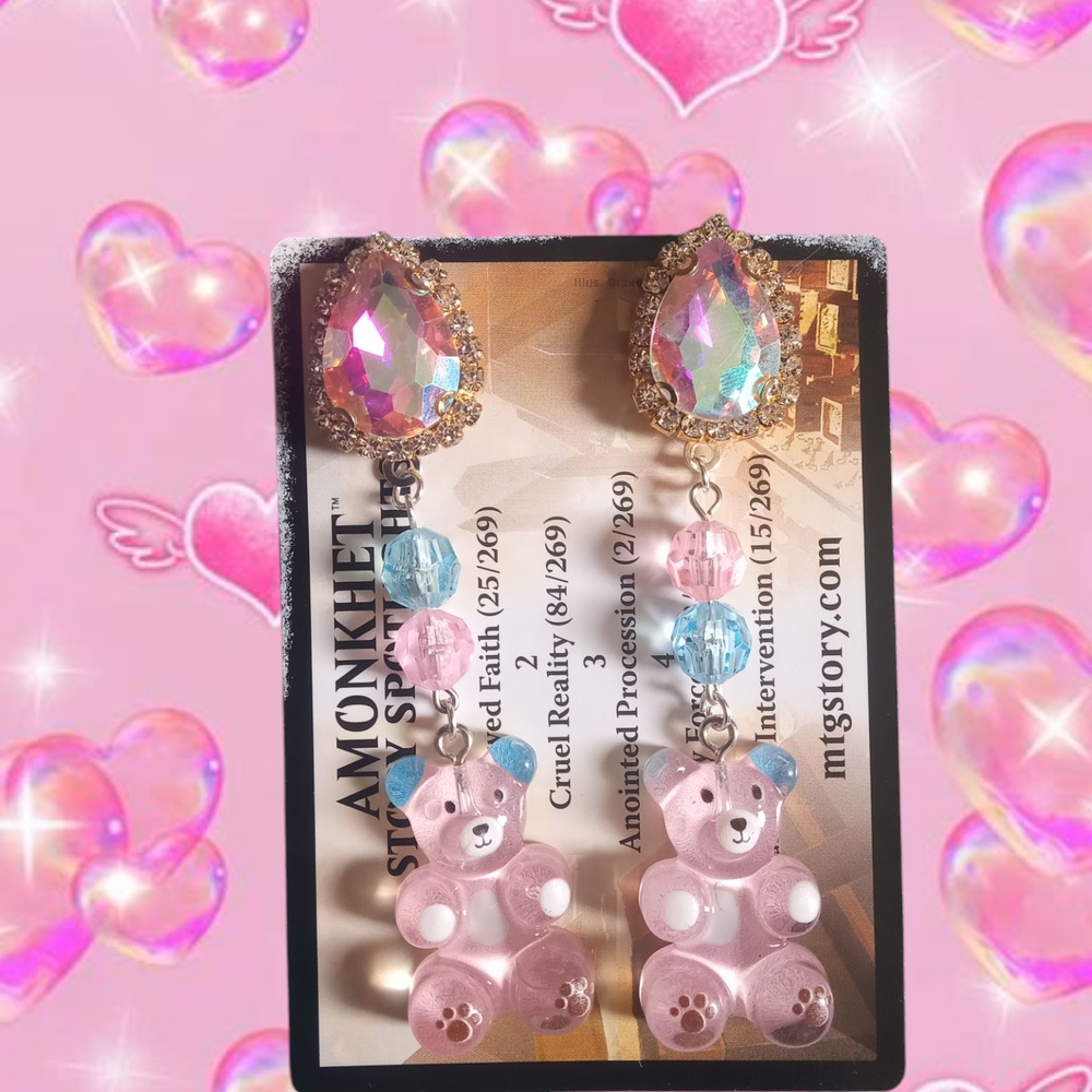Pink and Blue Bear Earrings